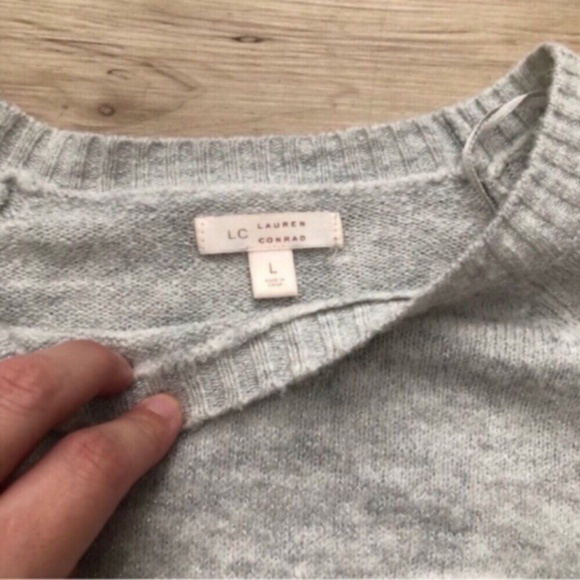 Lauren Conrad Cozy Gray Cat Face Sweater - Picture 3 of 7